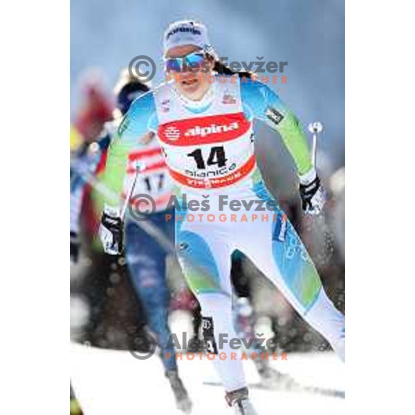Katja Visnar (SLO) racing in quarter-final of Ladies 1.4 km Sprint Classic FIS Cross-Country World Cup in Planica, Slovenia on January 20, 2018