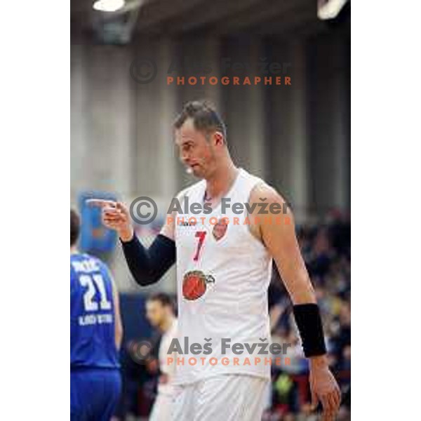 Primoz Brezec during 2. Slovenian league basketball match between Mesarija Prunk and Plama Pur in Sezana on January 20, 2018
