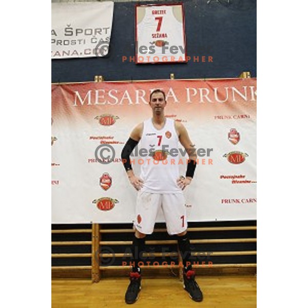 Primoz Brezec during his farewell game at 2nd League basketball match between Mesarija Prunk and Plama Pur in Sezana, Slovenia on January 20, 2018