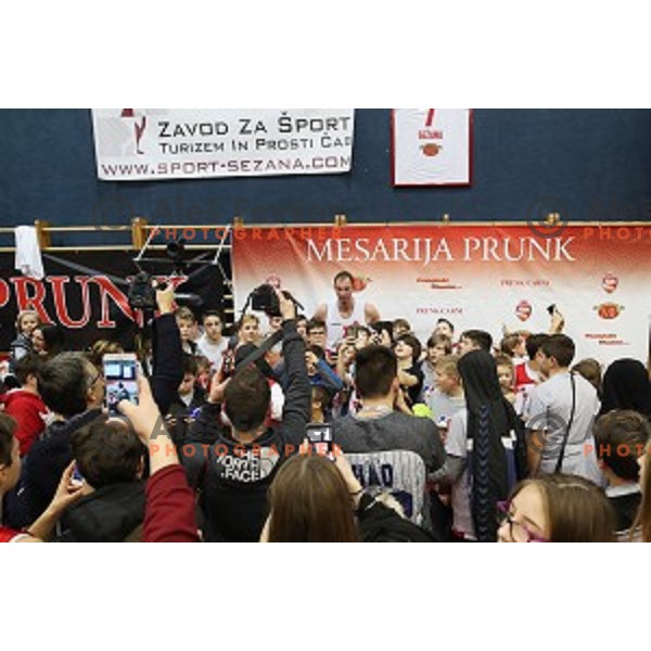 Primoz Brezec during his farewell game at 2nd League basketball match between Mesarija Prunk and Plama Pur in Sezana, Slovenia on January 20, 2018