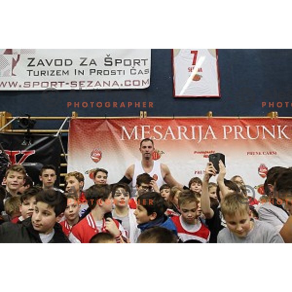 Primoz Brezec during his farewell game at 2nd League basketball match between Mesarija Prunk and Plama Pur in Sezana, Slovenia on January 20, 2018
