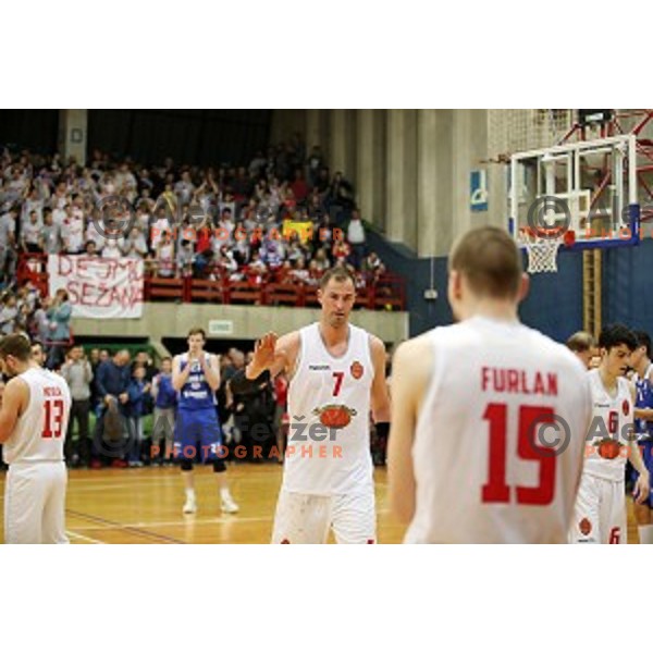 Primoz Brezec during his farewell game at 2nd League basketball match between Mesarija Prunk and Plama Pur in Sezana, Slovenia on January 20, 2018
