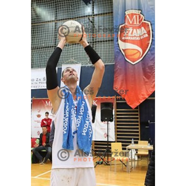 Primoz Brezec during his farewell game at 2nd League basketball match between Mesarija Prunk and Plama Pur in Sezana, Slovenia on January 20, 2018