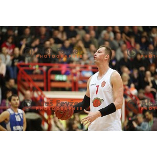 Primoz Brezec during his farewell game at 2nd League basketball match between Mesarija Prunk and Plama Pur in Sezana, Slovenia on January 20, 2018
