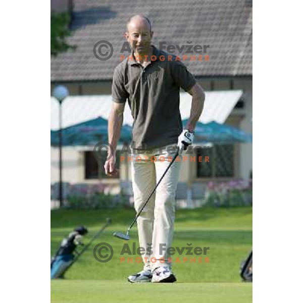 Ingemar Stenmark (SWE) Olympic and World gold medalist in alpine skiing playing golf at Bled, Slovenia on May 21, 2004