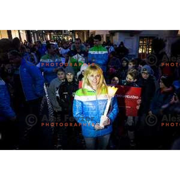 Katja Koren at the Reception of Olympic torch at Leon Stukelj\'s Square in Maribor on January 24, 2018