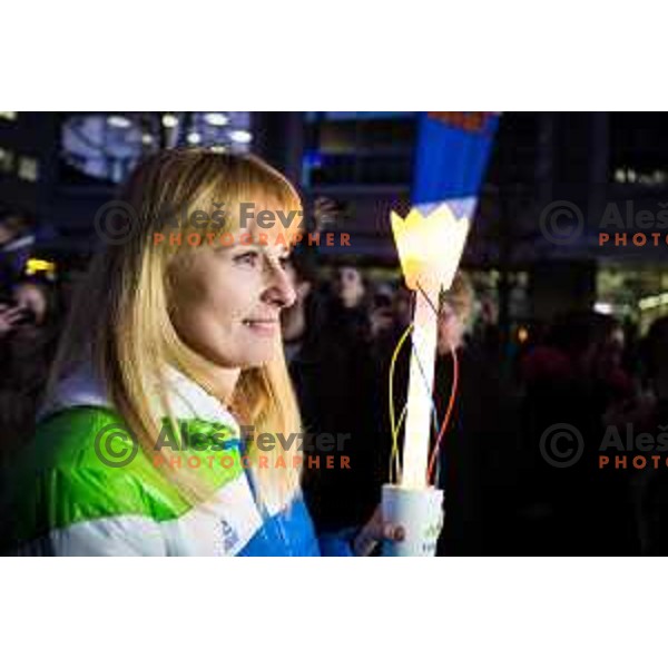 Katja Koren at the Reception of Olympic torch at Leon Stukelj\'s Square in Maribor on January 24, 2018