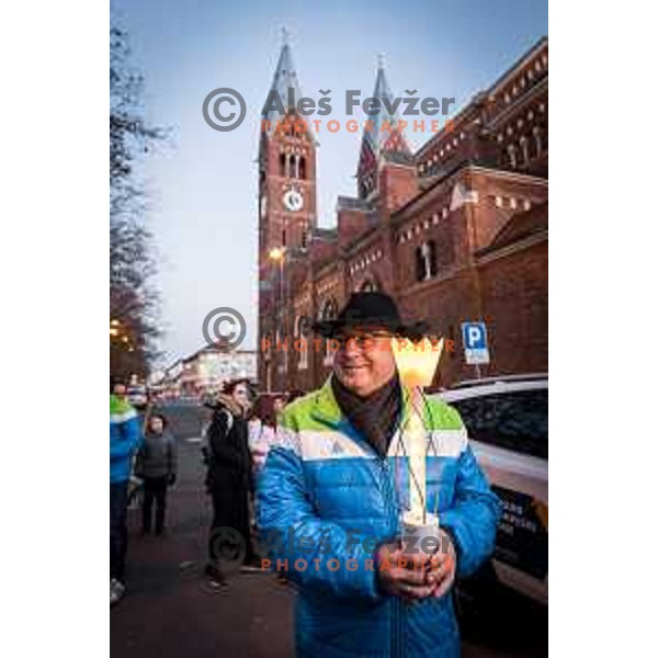 Andrej Fistravec, Mayor of Maribor at Reception of Olympic torch at Leon Stukelj\'s Square in Maribor on January 24, 2018