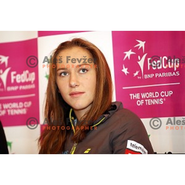 Kaja Juvan of Slovenia tennis team during press conference in Ljubljana on January 25, 2108 before FED Cup tournament in Latvia