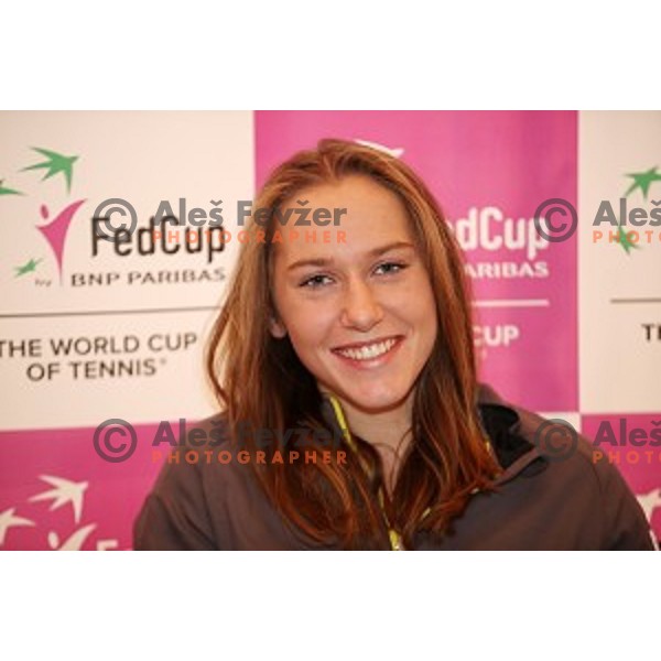 Kaja Juvan of Slovenia tennis team during press conference in Ljubljana on January 25, 2108 before FED Cup tournament in Latvia
