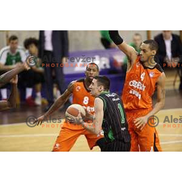Erjon Kastrati of Petrol Olimpija in action during ABA league basketball match between Petrol Olimpija and Cedevita in Tivoli Hall, Ljubljana on January 27, 2018