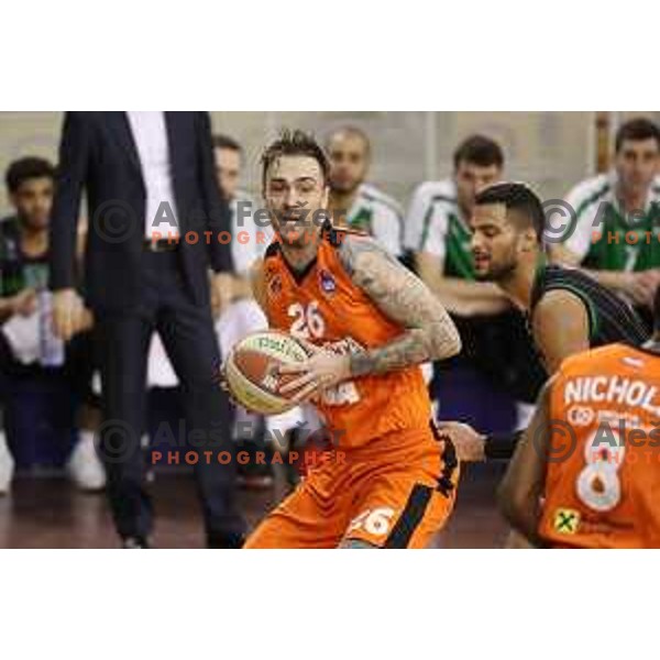 Damir Markota and Devin Oliver of Petrol Olimpija in action during ABA league basketball match between Petrol Olimpija and Cedevita in Tivoli Hall, Ljubljana on January 27, 2018