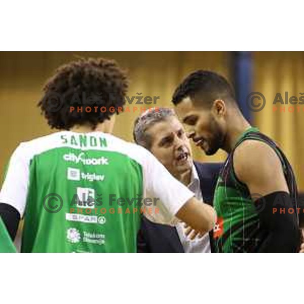 Zoran Martic, head caoch of Petrol Olimpija and Devin Oliver during ABA league basketball match between Petrol Olimpija and Cedevita in Tivoli Hall, Ljubljana on January 27, 2018