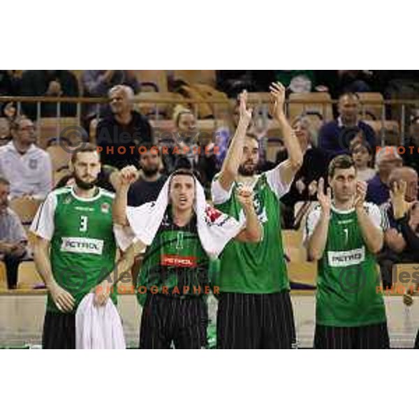 of Petrol Olimpija in action during ABA league basketball match between Petrol Olimpija and Cedevita in Tivoli Hall, Ljubljana on January 27, 2018