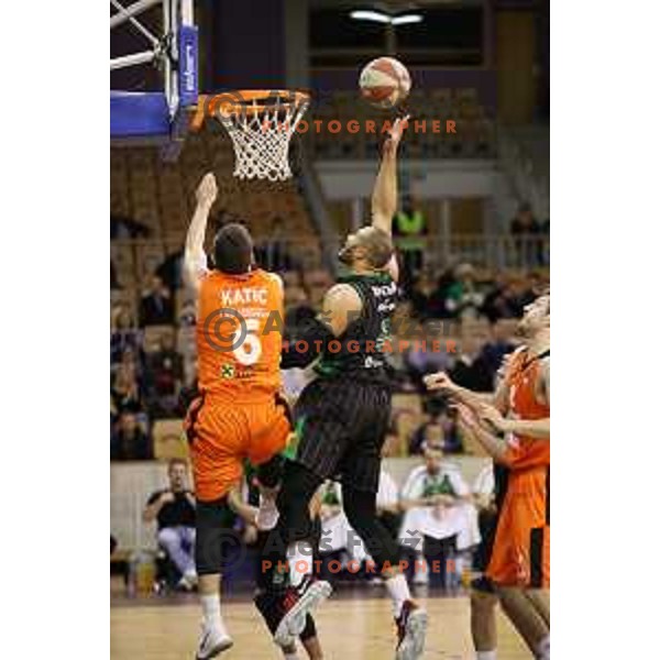 Jordan Morgan of Petrol Olimpija in action during ABA league basketball match between Petrol Olimpija and Cedevita in Tivoli Hall, Ljubljana on January 27, 2018