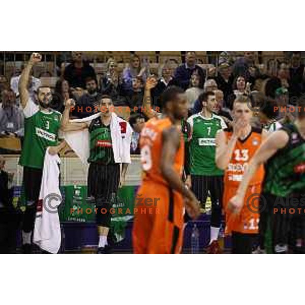 Bojan Radulovic, Erjon Kastrati of Petrol Olimpija in action during ABA league basketball match between Petrol Olimpija and Cedevita in Tivoli Hall, Ljubljana on January 27, 2018