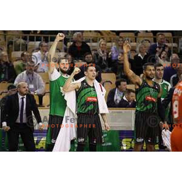 Bojan Radulovic, Erjon Kastrati of Petrol Olimpija in action during ABA league basketball match between Petrol Olimpija and Cedevita in Tivoli Hall, Ljubljana on January 27, 2018