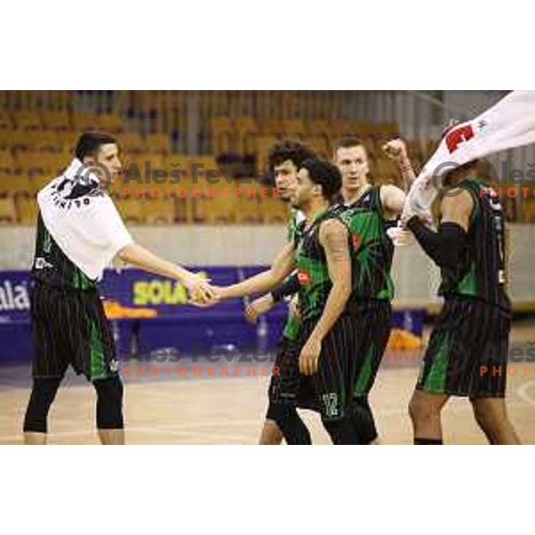 Erjon Kastrati, Issuf Sanon, Talor Battle, Gregor Hrovat of Petrol Olimpija in action during ABA league basketball match between Petrol Olimpija and Cedevita in Tivoli Hall, Ljubljana on January 27, 2018
