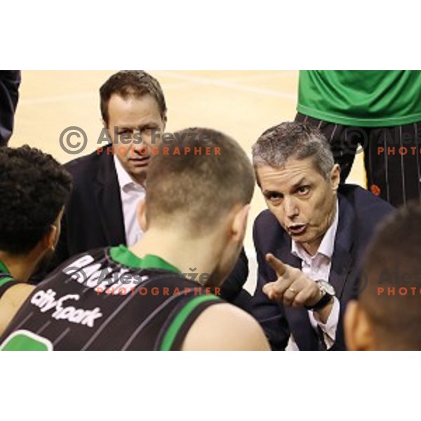Zoran Martic, head caoch of Petrol Olimpija in action during ABA league basketball match between Petrol Olimpija and Cedevita in Tivoli Hall, Ljubljana on January 27, 2018