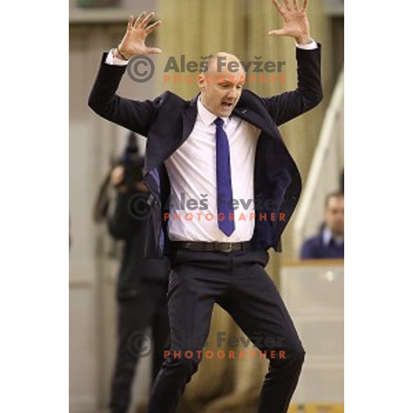 Jure Zdovc, head coach of Cedevita in action during ABA league basketball match between Petrol Olimpija and Cedevita in Tivoli Hall, Ljubljana on January 27, 2018