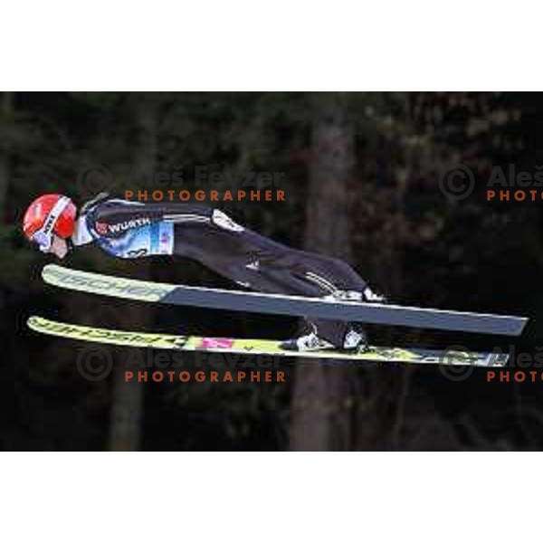 Katharina Althaus (GER) during first round jump at FIS Ski jumping World Cup Ladies in Ljubno, Slovenia on January 28,2018