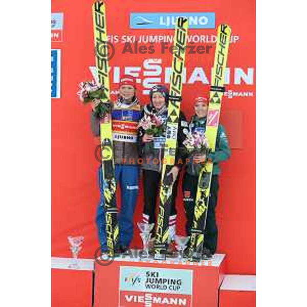 Daniela Iraschko-Stolz (AUT) winner of FIS Ski jumping World Cup Ladies in Ljubno, Slovenia on January 28,2018