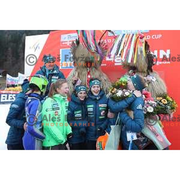 Eva Logar and Katja Pozun finished her ski jumping carrier at FIS Ski jumping World Cup Ladies in Ljubno, Slovenia on January 28,2018