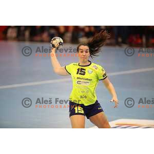 Tjasa Stanko in action during Women\'s EHF Champions League match between Krim Mercator (SLO) and Midtjylland (DEN) in Kodeljevo Hall, Ljubljana on January 28, 2018