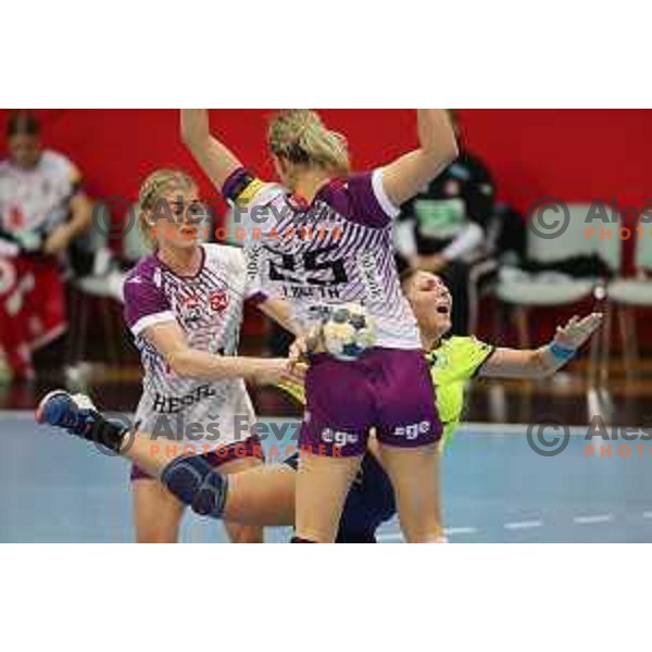 action during Women\'s EHF Champions League match between Krim Mercator (SLO) and Midtjylland (DEN) in Kodeljevo Hall, Ljubljana on January 28, 2018