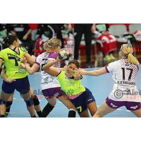 Elizabeth Omoregie in action during Women\'s EHF Champions League match between Krim Mercator (SLO) and Midtjylland (DEN) in Kodeljevo Hall, Ljubljana on January 28, 2018