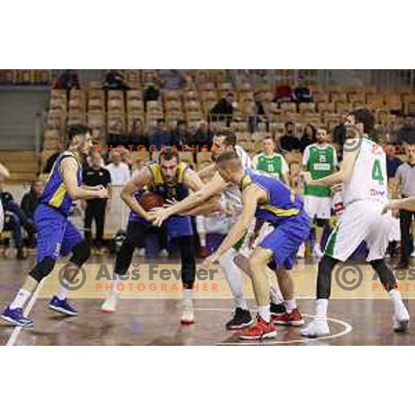action during Nova KBM league basketball match between Petrol Olimpija and Sencur GGD in Hala Tivoli, Ljubljana, Slovenia on January 28, 2018
