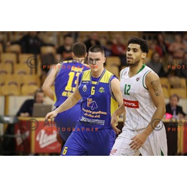 action during Nova KBM league basketball match between Petrol Olimpija and Sencur GGD in Hala Tivoli, Ljubljana, Slovenia on January 28, 2018