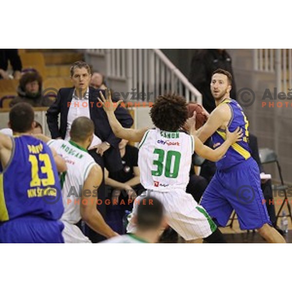action during Nova KBM league basketball match between Petrol Olimpija and Sencur GGD in Hala Tivoli, Ljubljana, Slovenia on January 28, 2018