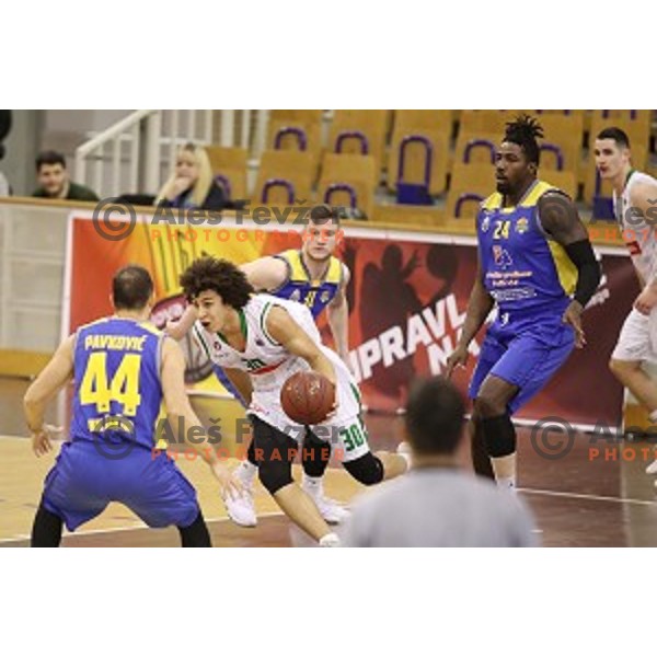 action during Nova KBM league basketball match between Petrol Olimpija and Sencur GGD in Hala Tivoli, Ljubljana, Slovenia on January 28, 2018