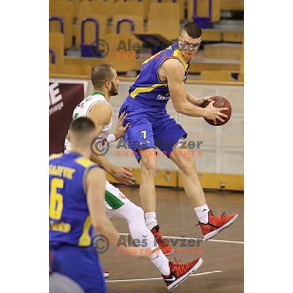 action during Nova KBM league basketball match between Petrol Olimpija and Sencur GGD in Hala Tivoli, Ljubljana, Slovenia on January 28, 2018