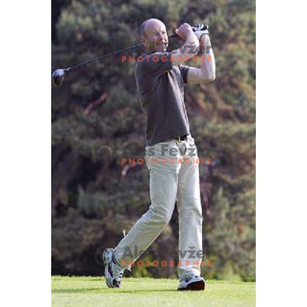 Ingemar Stenmark (SWE) Olympic and World gold medalist in alpine skiing playing golf at Bled, Slovenia on May 21, 2004
