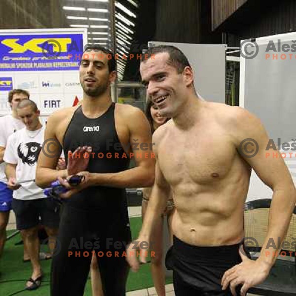 Cavic (left) and Mankoc at swimming competition Ilirija Challenge in Ljubljana, Slovenia 19.12.2007. Photo by Ales Fevzer 
