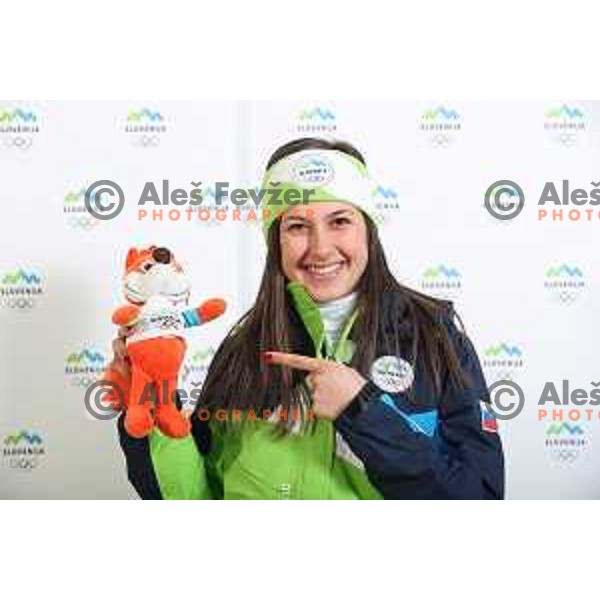 Tina Robnik of Slovenia Olympic team for Winter Olympic Games PyeongChang 2018 at official photoshooting in Ljubljana on January 29, 2018