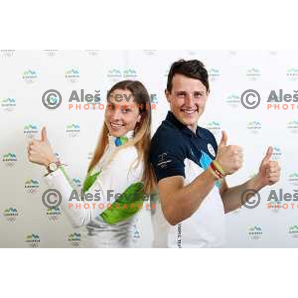 Ana Bucik and Stefan Hadalin of Slovenia Olympic team for Winter Olympic Games PyeongChang 2018 at official photoshooting in Ljubljana on January 29, 2018