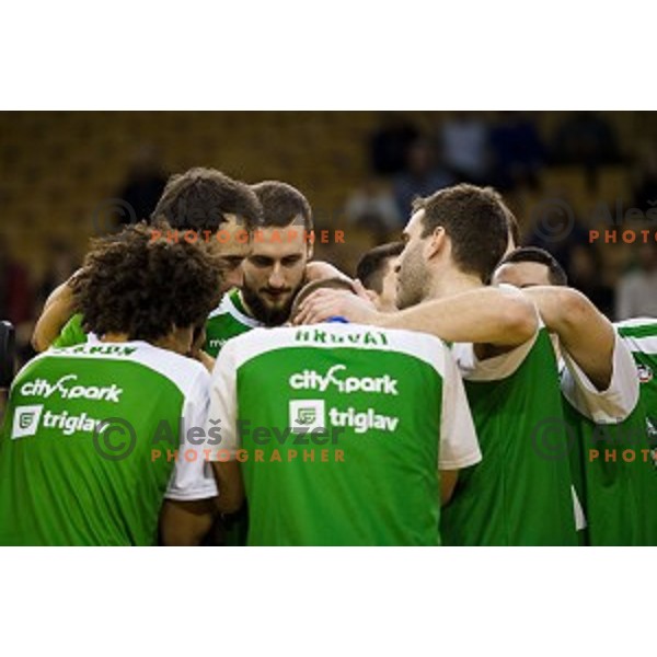 Olimpija in action during FIBA Basketball Champions league basketball match between Petrol Olimpija and AEK, Tivoli, Ljubljana, Slovenia on January 30, 2018