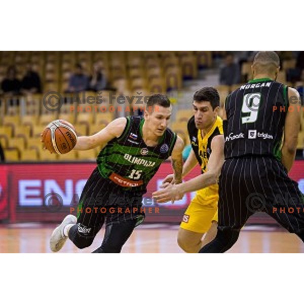 Gregor Hrovat in action during FIBA Basketball Champions league basketball match between Petrol Olimpija and AEK, Tivoli, Ljubljana, Slovenia on January 30, 2018