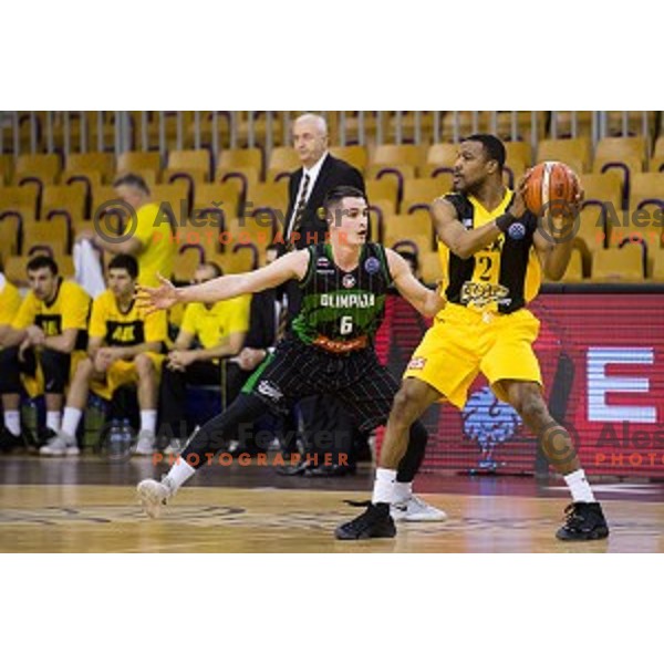Jan Span in action during FIBA Basketball Champions league basketball match between Petrol Olimpija and AEK, Tivoli, Ljubljana, Slovenia on January 30, 2018