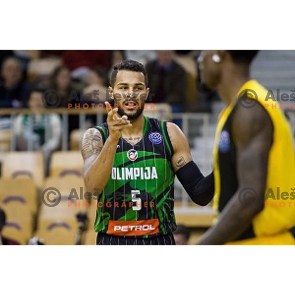 Devin Oliver in action during FIBA Basketball Champions league basketball match between Petrol Olimpija and AEK, Tivoli, Ljubljana, Slovenia on January 30, 2018