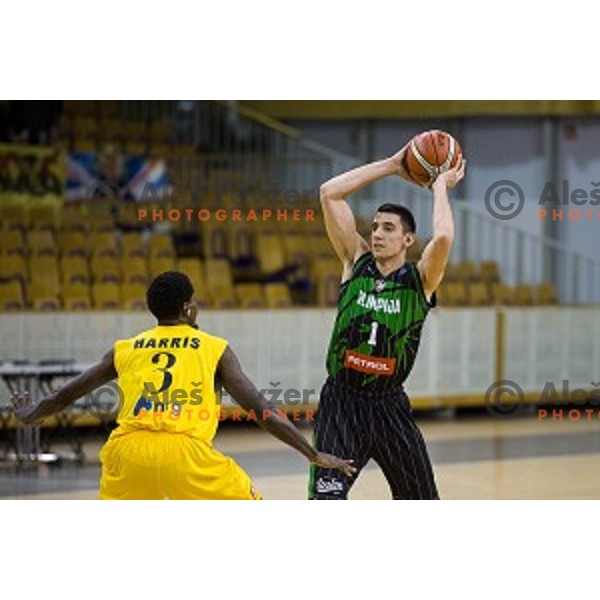 Erjon Kastrati in action during FIBA Basketball Champions league basketball match between Petrol Olimpija and AEK, Tivoli, Ljubljana, Slovenia on January 30, 2018