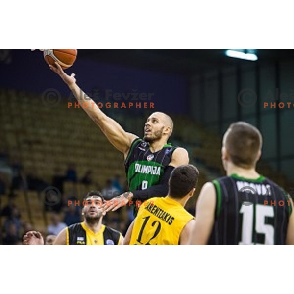 Jordan Morgan in action during FIBA Basketball Champions league basketball match between Petrol Olimpija and AEK, Tivoli, Ljubljana, Slovenia on January 30, 2018