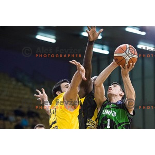 Erjon Kastrati in action during FIBA Basketball Champions league basketball match between Petrol Olimpija and AEK, Tivoli, Ljubljana, Slovenia on January 30, 2018