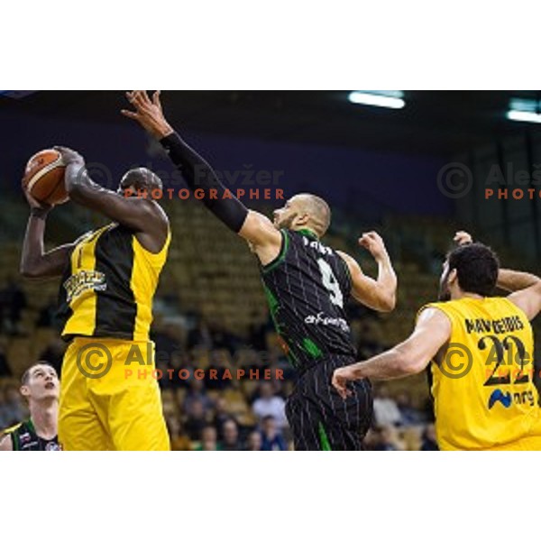 Jordan Morgan in action during FIBA Basketball Champions league basketball match between Petrol Olimpija and AEK, Tivoli, Ljubljana, Slovenia on January 30, 2018