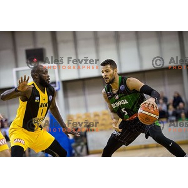 Devin Oliver in action during FIBA Basketball Champions league basketball match between Petrol Olimpija and AEK, Tivoli, Ljubljana, Slovenia on January 30, 2018
