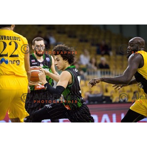Yusuf Sanon in action during FIBA Basketball Champions league basketball match between Petrol Olimpija and AEK, Tivoli, Ljubljana, Slovenia on January 30, 2018