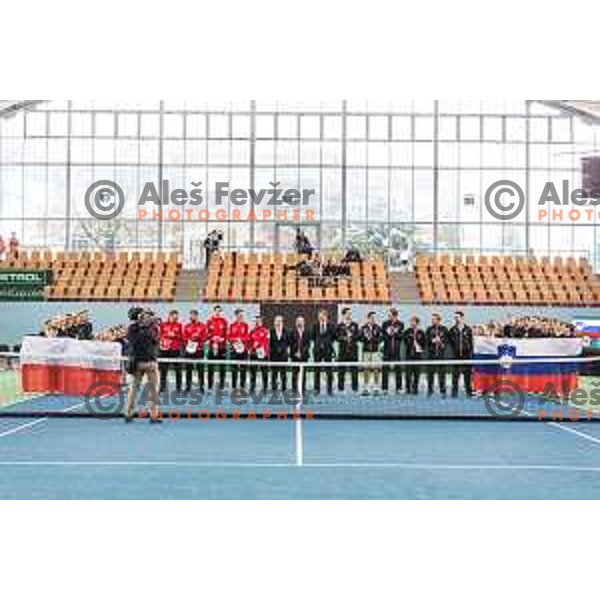 Slovenia tennis team before Davis Cup 2018 match between Slovenia nad Poland, played in Lukna, Maribor, Slovenia on February 3, 2018